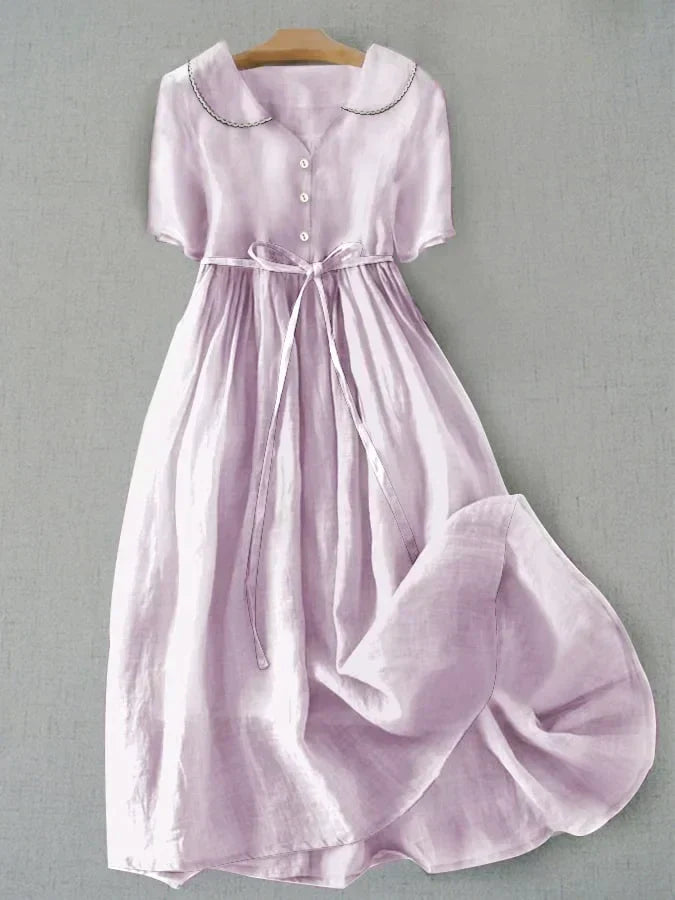 Laura® | Elegante vestido midi de algodón y lino